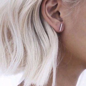 BOHO Dainty T-Bar Silver Stud Earrings